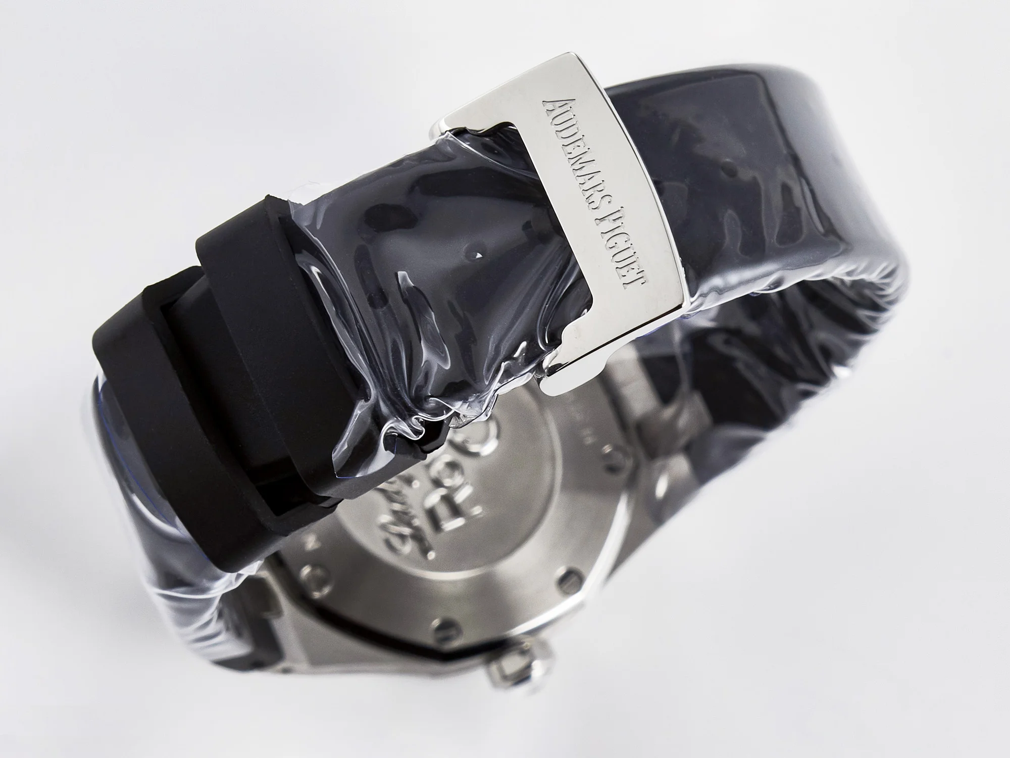 Royal Oak Offshore Ladies 33mm SS DRF Best Edition Black Dial Diamonds Bezel on Black Rubber Strap ETA Quartz