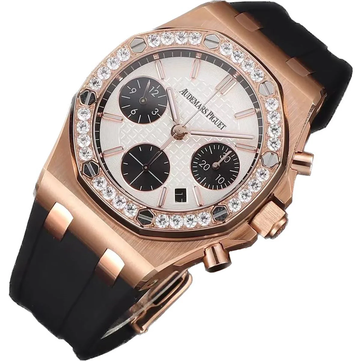 Royal Oak Offshore Selfwinding Chronograph 37mm White/Black Dial in Rose Gold