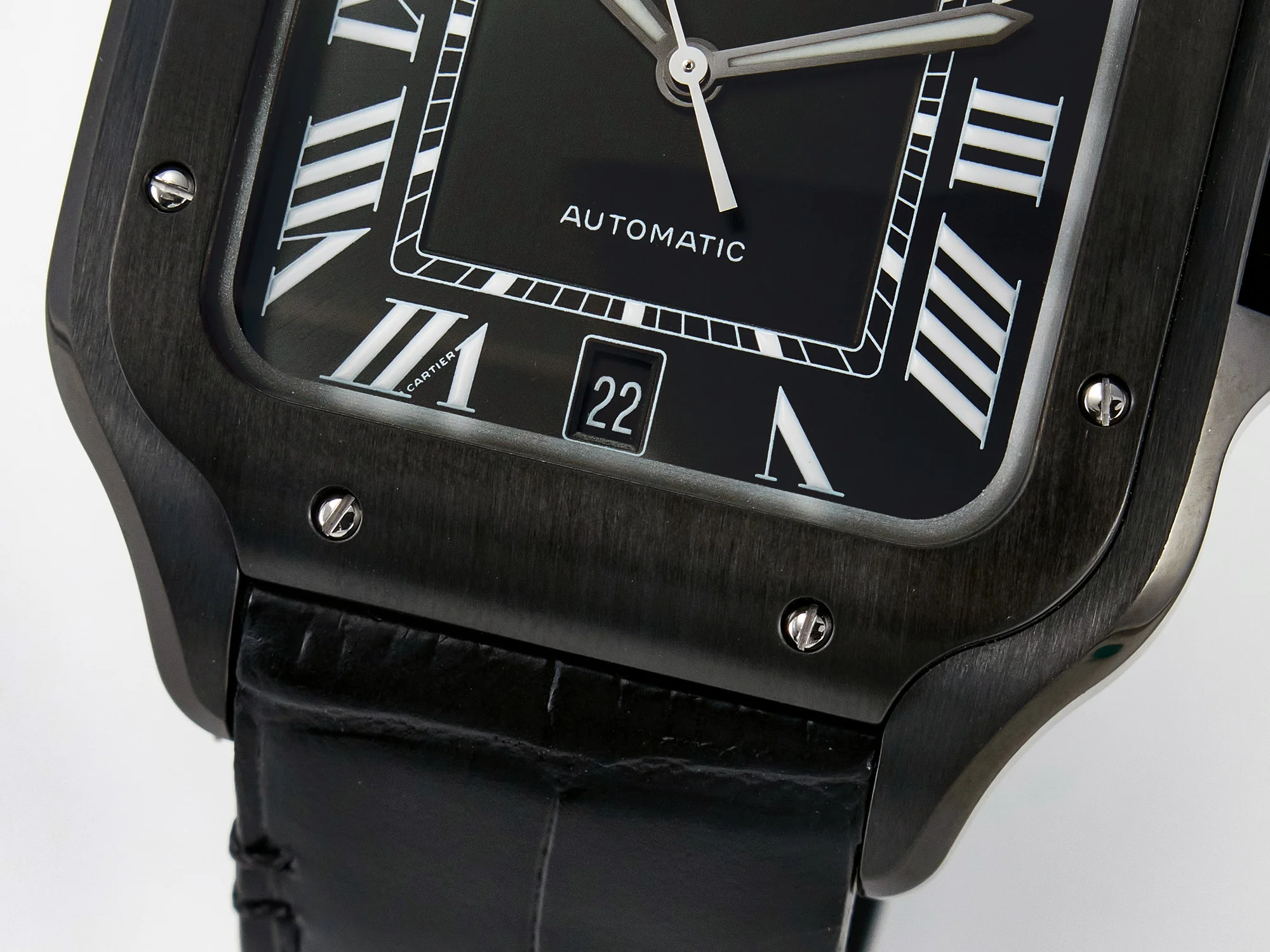 Santos de Cartier 40mm 2018 BVF 1:1 Best Edition Black Dial on Black Leather Strap MIYOTA 9015