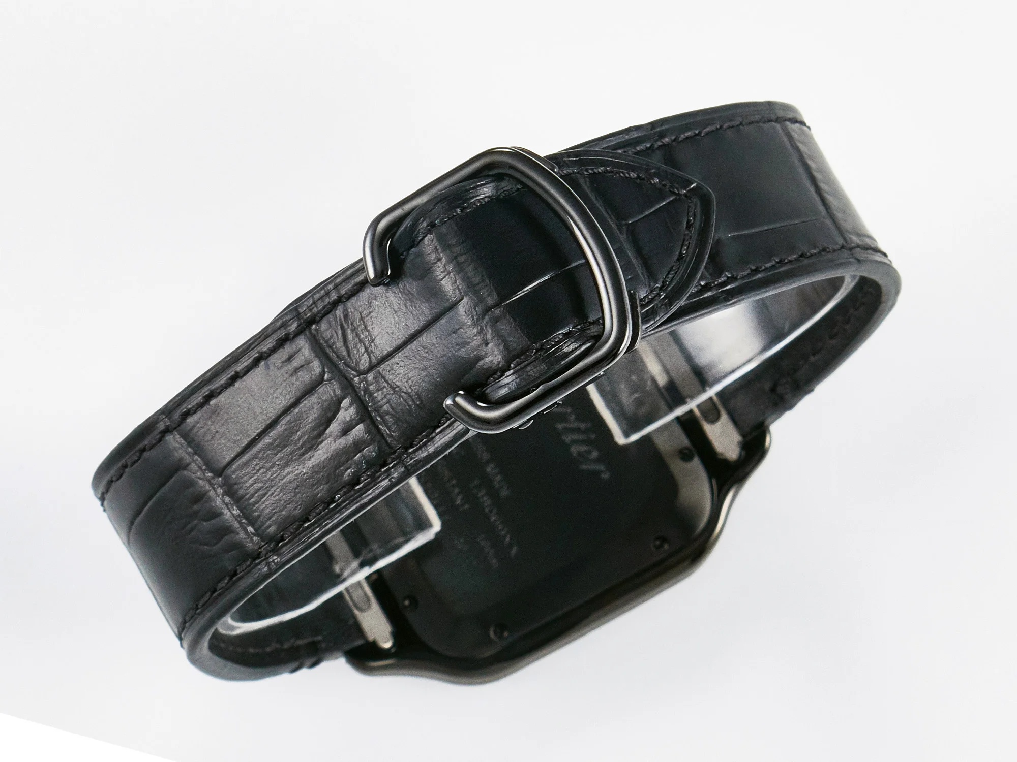 Santos de Cartier 40mm 2018 BVF 1:1 Best Edition Black Dial on Black Leather Strap MIYOTA 9015