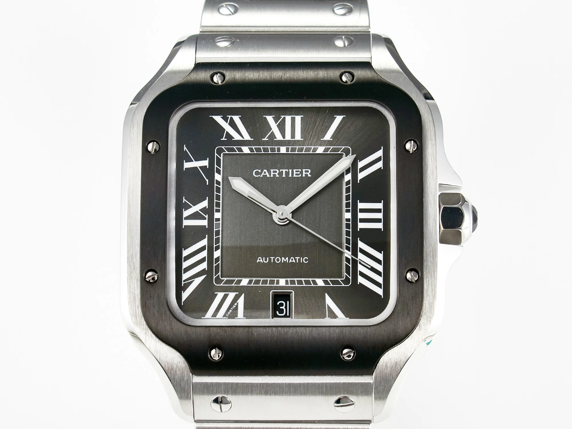 Santos de Cartier 40mm 2018 BVF 1:1 Best Edition Gray Bezel Gray Dial on SS SmartLinks Bracelet MIYOTA 9015