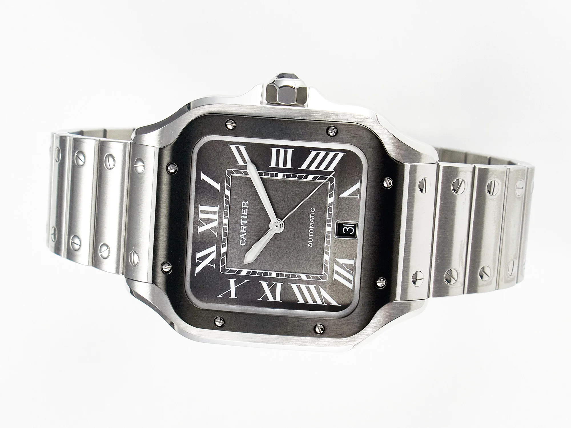Santos de Cartier 40mm 2018 BVF 1:1 Best Edition Gray Bezel Gray Dial on SS SmartLinks Bracelet MIYOTA 9015