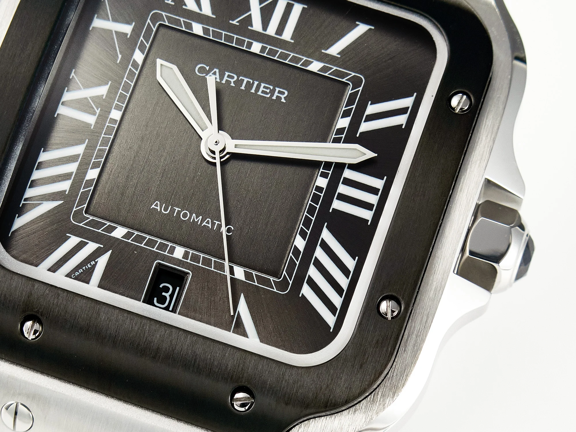 Santos de Cartier 40mm 2018 BVF 1:1 Best Edition Gray Bezel Gray Dial on SS SmartLinks Bracelet MIYOTA 9015
