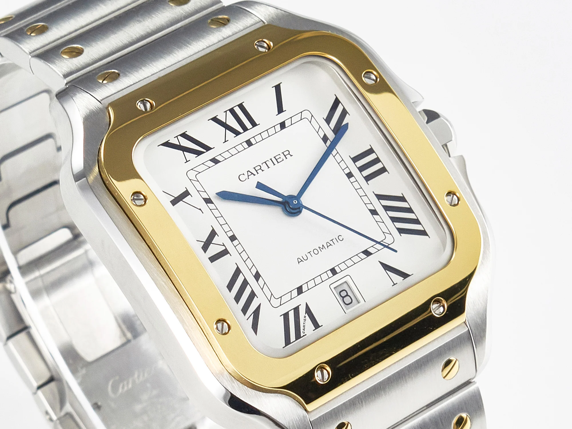 Santos de Cartier 40mm 2018 BVF 1:1 Best Edition YG Bezel White Dial on SS SmartLinks Bracelet MIYOTA 9015