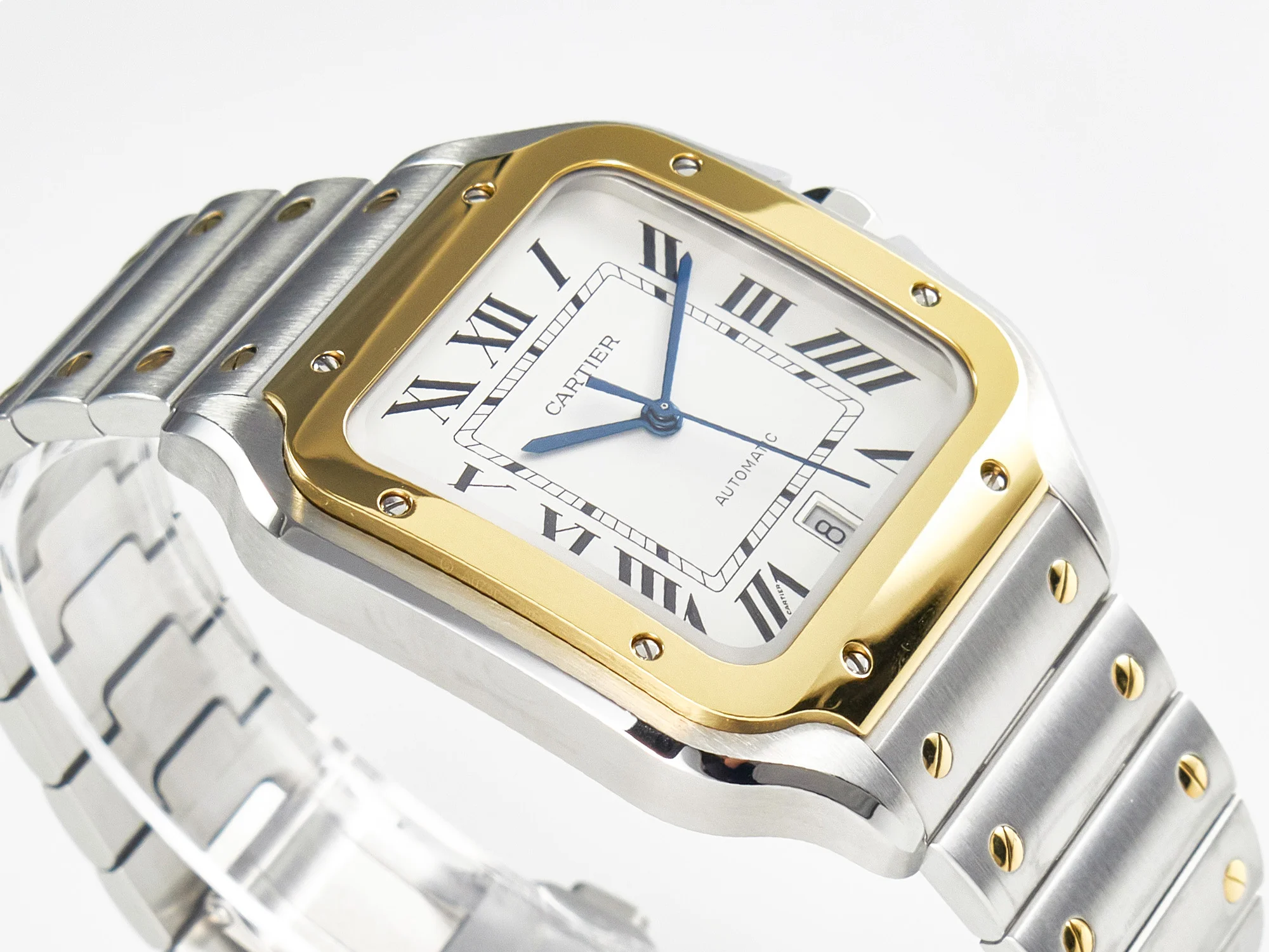 Santos de Cartier 40mm 2018 BVF 1:1 Best Edition YG Bezel White Dial on SS SmartLinks Bracelet MIYOTA 9015