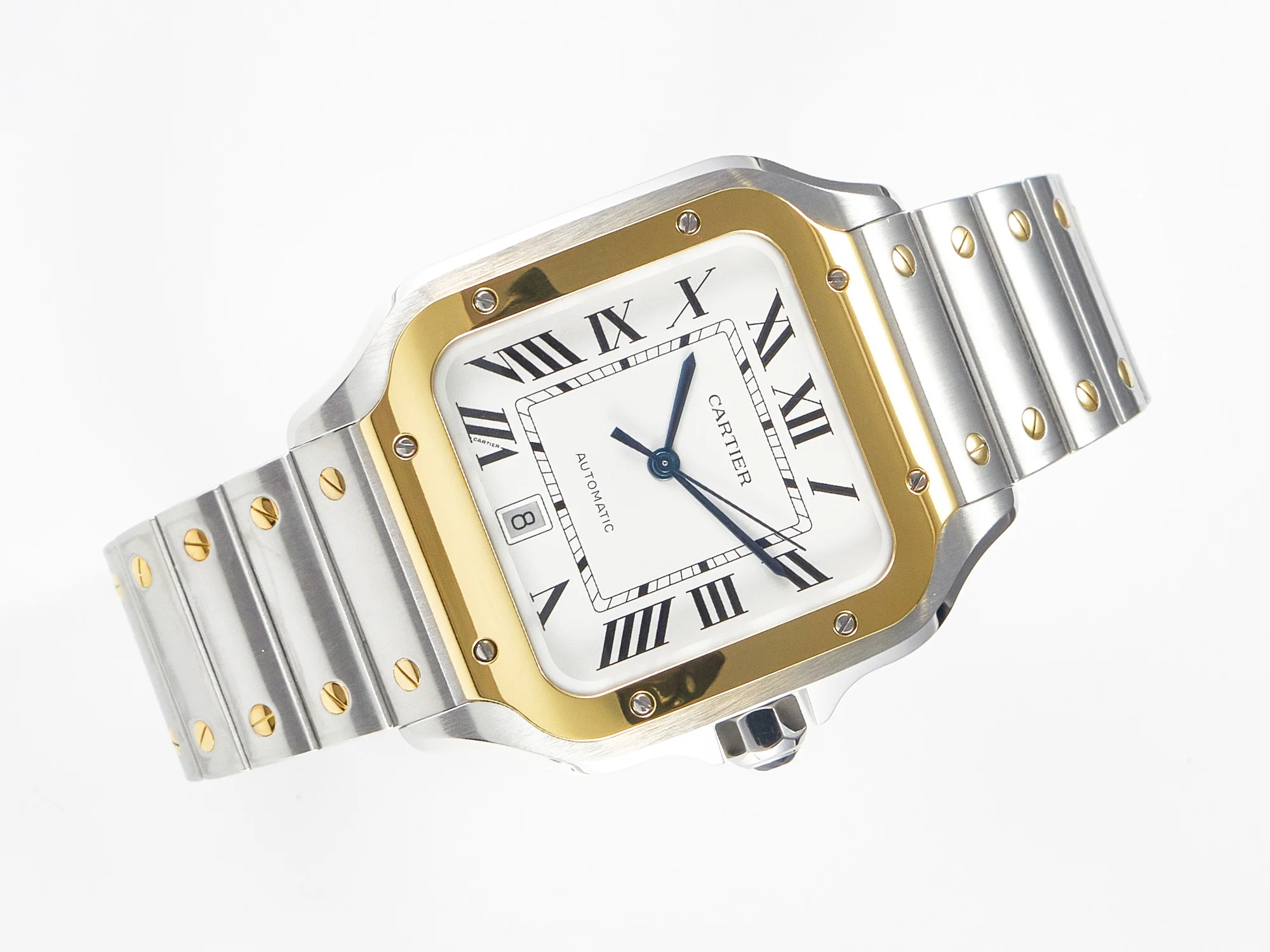 Santos de Cartier 40mm 2018 BVF 1:1 Best Edition YG Bezel White Dial on SS SmartLinks Bracelet MIYOTA 9015