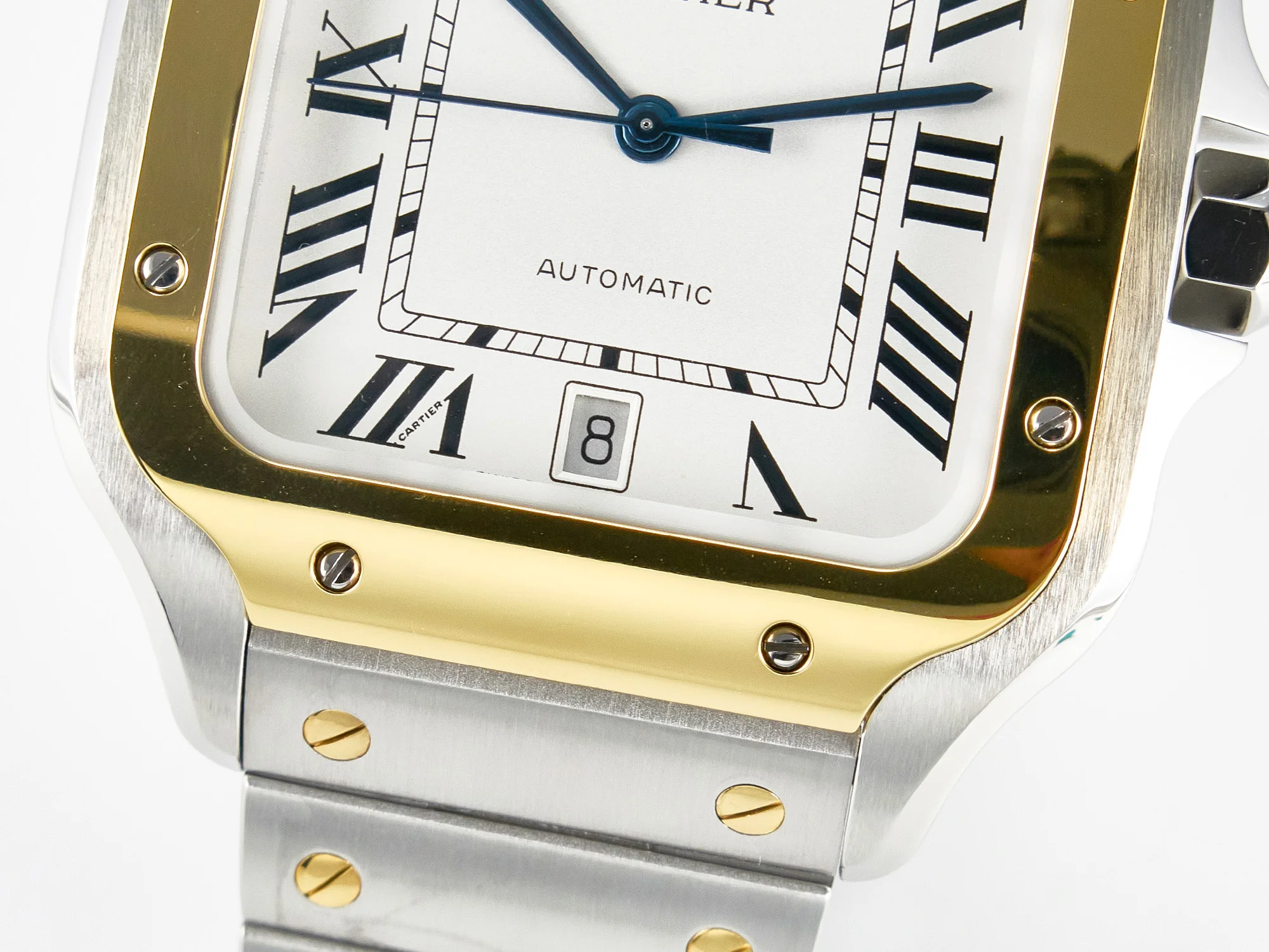 Santos de Cartier 40mm 2018 BVF 1:1 Best Edition YG Bezel White Dial on SS SmartLinks Bracelet MIYOTA 9015