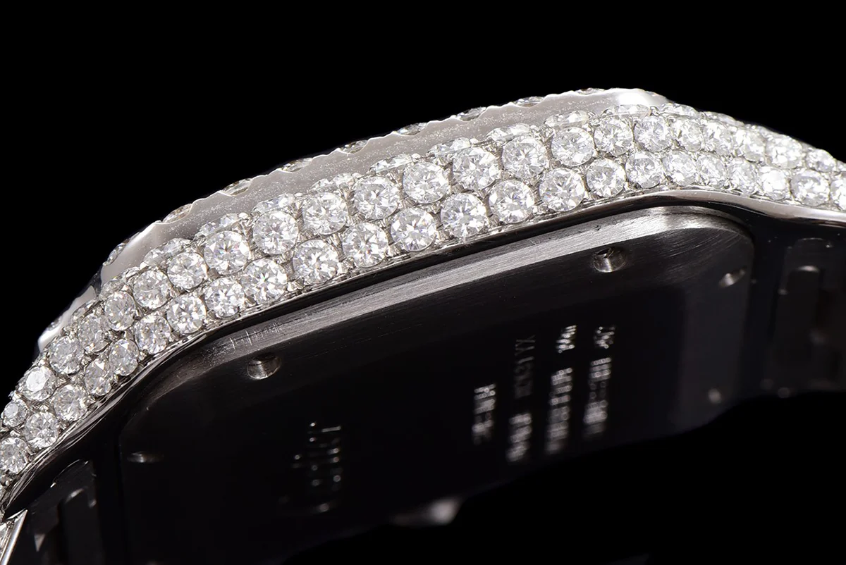 Santos de Cartier 40mm Diamond Paved Dial with Arabic Markers in Steel