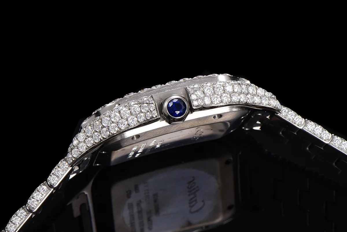 Santos de Cartier 40mm Diamond Paved Dial with Roman Markers in Steel