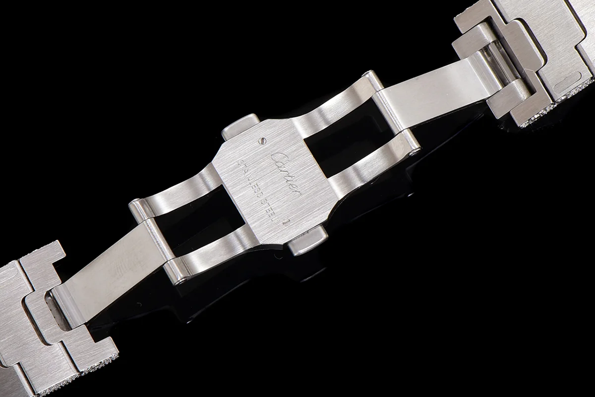 Santos de Cartier 40mm Diamond Paved Dial with Roman Markers in Steel/Rose Gold