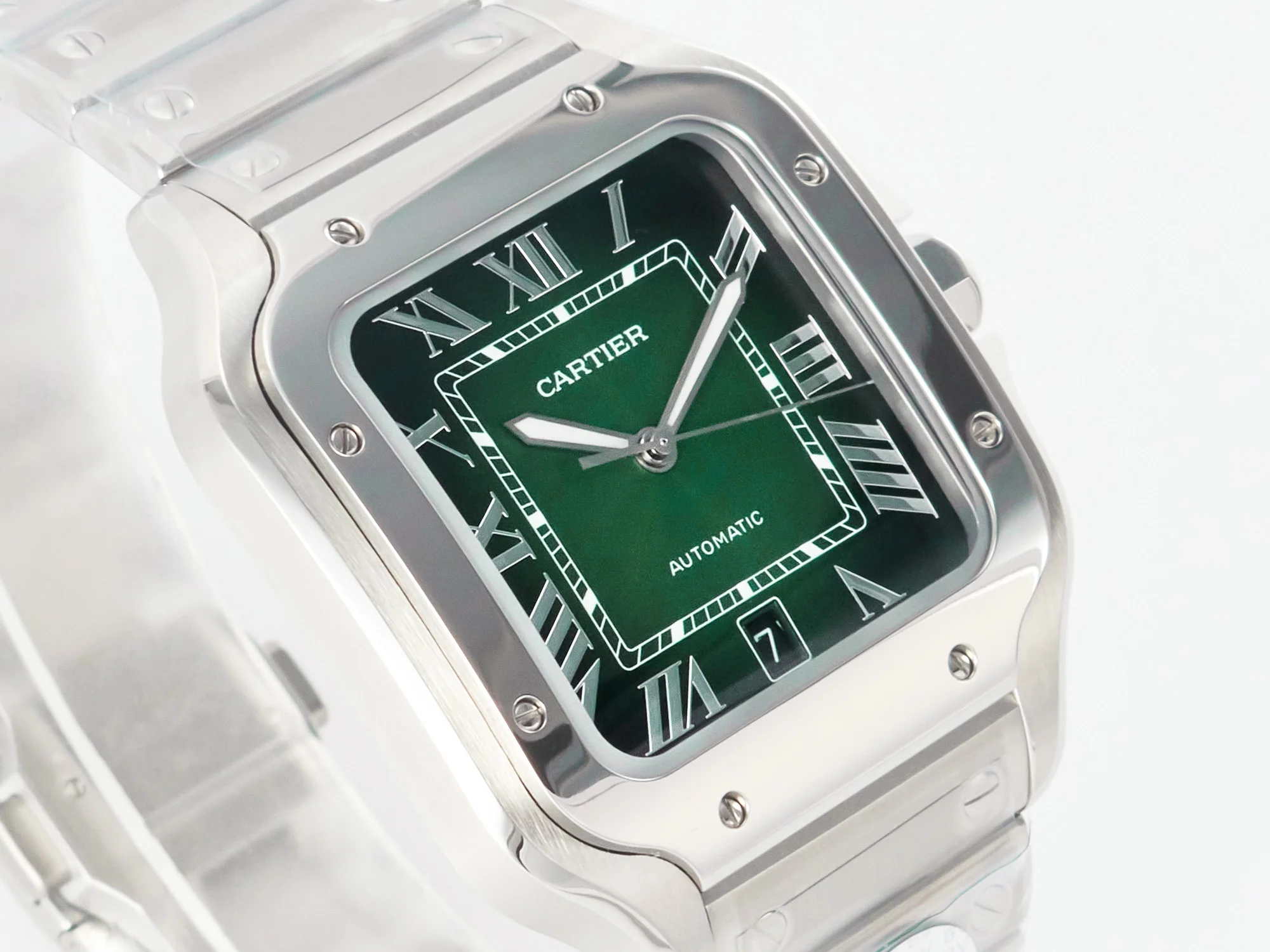 Santos de Cartier 40mm SS 2018 BVF 1:1 Best Edition Green Dial on SS SmartLinks Bracelet MIYOTA 9015 V2