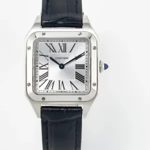 Santos Dumont 27.5mm IWSF Best Edition Silver Dial on Black Leather Strap Quartz