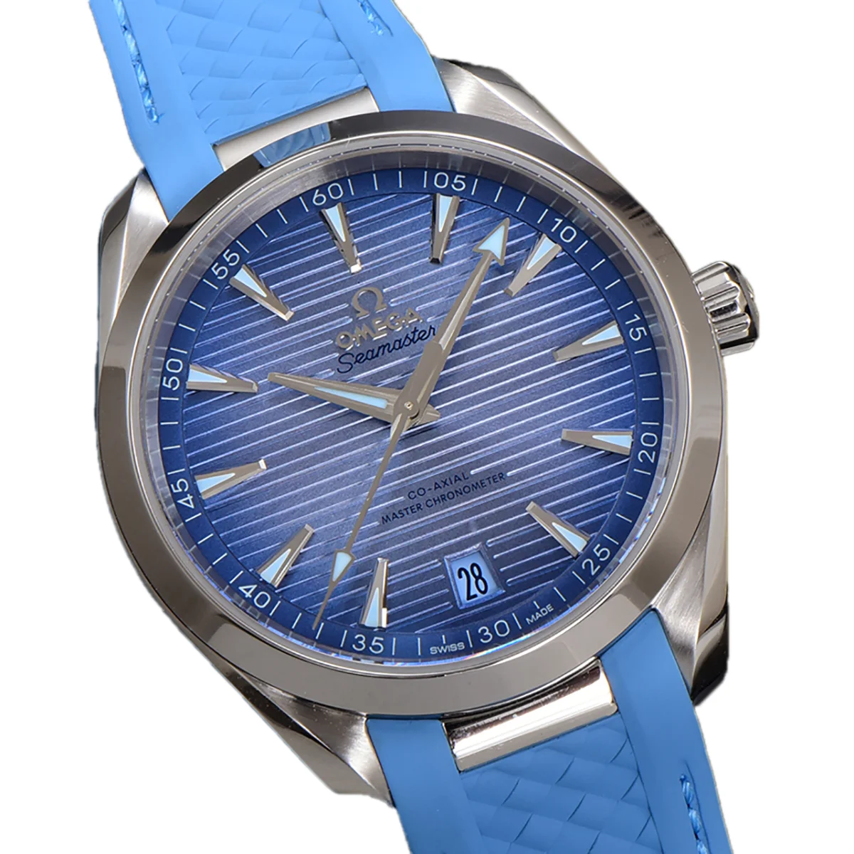Seamaster Aqua Terra 150m Co-Axial Master Chronometer 41mm Light Blue Dial on Rubber Strap