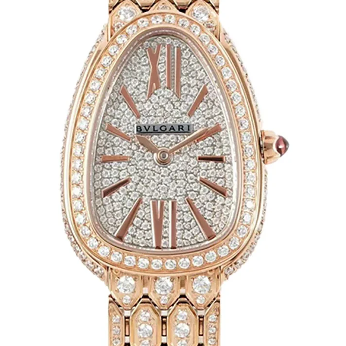 Serpenti Seduttori Watch Full Diamond Paved Dial in Yellow Gold