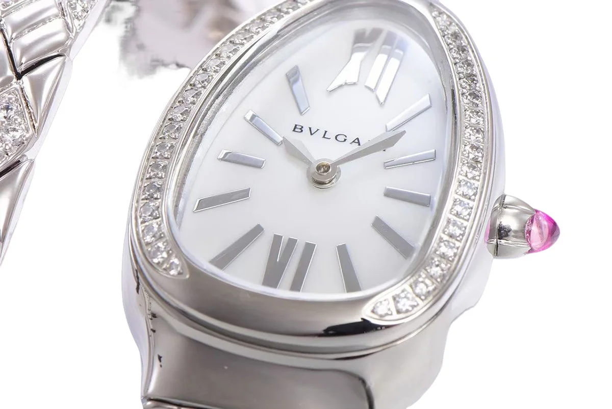 Serpenti Seduttori Watch White Dial in Steel with Diamonds