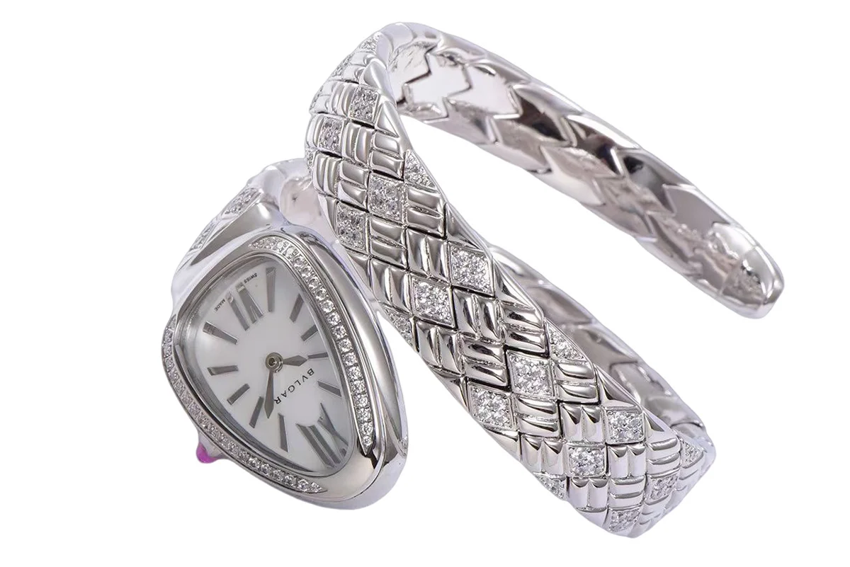 Serpenti Seduttori Watch White Dial in Steel with Diamonds