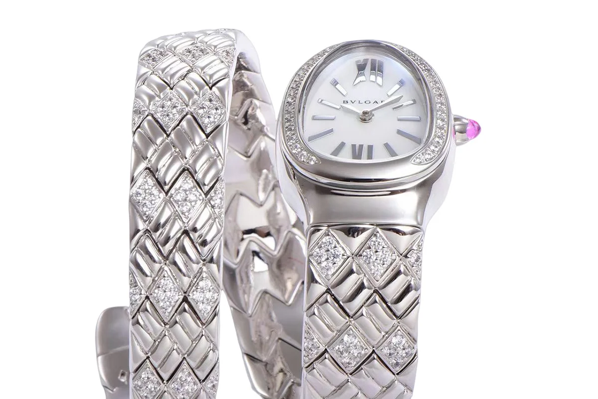Serpenti Seduttori Watch White Dial in Steel with Diamonds