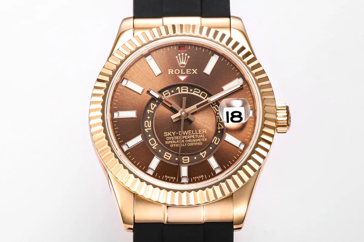 Sky-Dweller 336235 Chocolate Dial in Everose Gold on Rubber Strap