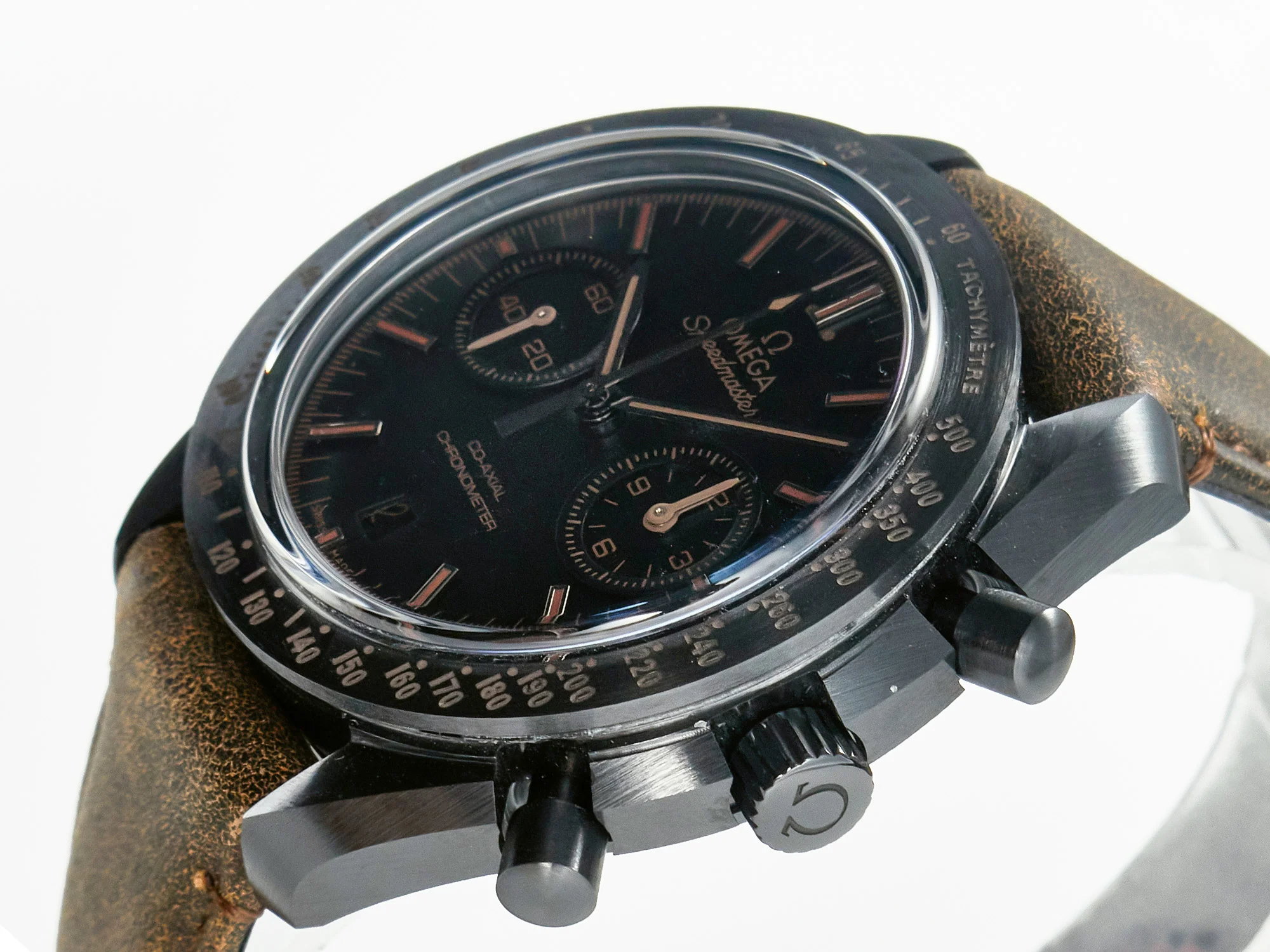 Speedmaster “Dark Side of The Moon” Real Ceramic N1F 1:1 Best Edition Vintage Black on Brown Leather Strap A9300