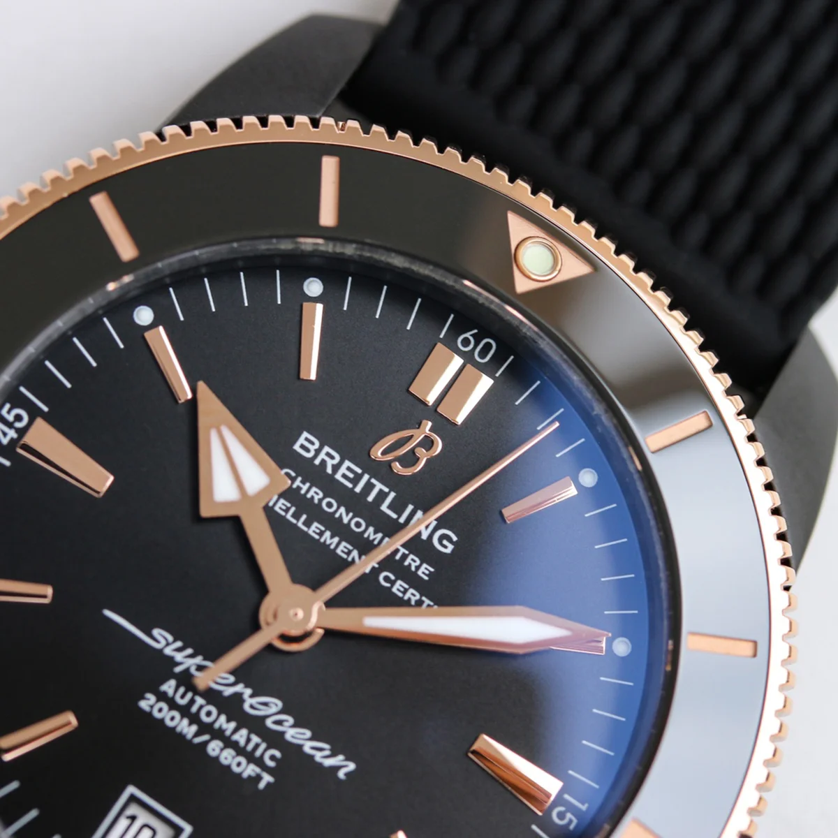 Superocean Heritage II B20 Automatic 42mm in Black Dial on Black Bezel in DLC on Rubber Strap