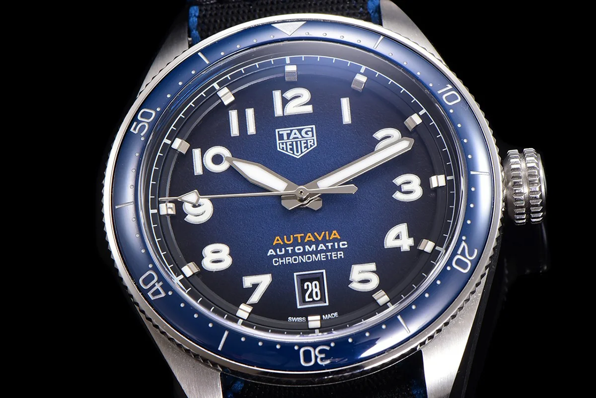 Tag Heuer Autavia Caliber 5 Blue Dial with Blue Ceramic Bezel on Nylon Strap