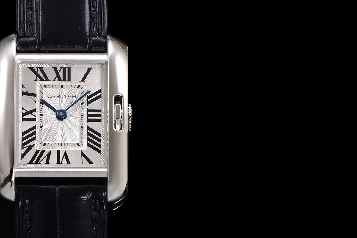 Tank Anglaise 30.2mm White Dial in Steel on Leather Strap