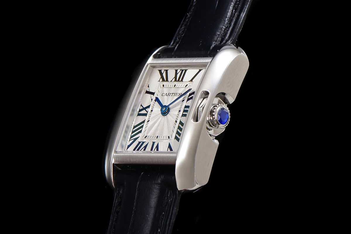 Tank Anglaise 30.2mm White Dial in Steel on Leather Strap