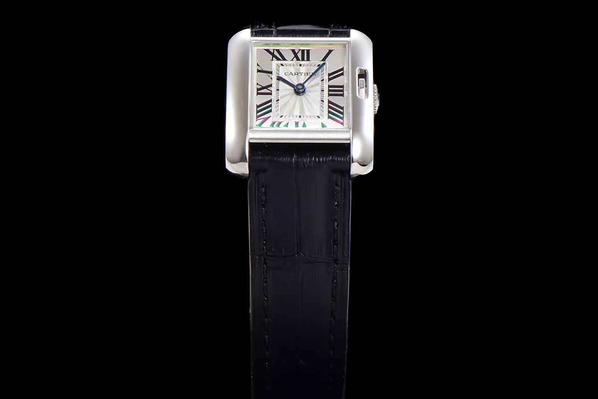 Tank Anglaise 30.2mm White Dial in Steel on Leather Strap