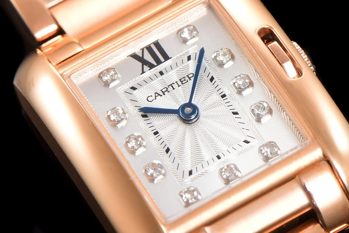 Tank Anglaise 30.2mm White Dial with Diamond Bezel in Rose Gold