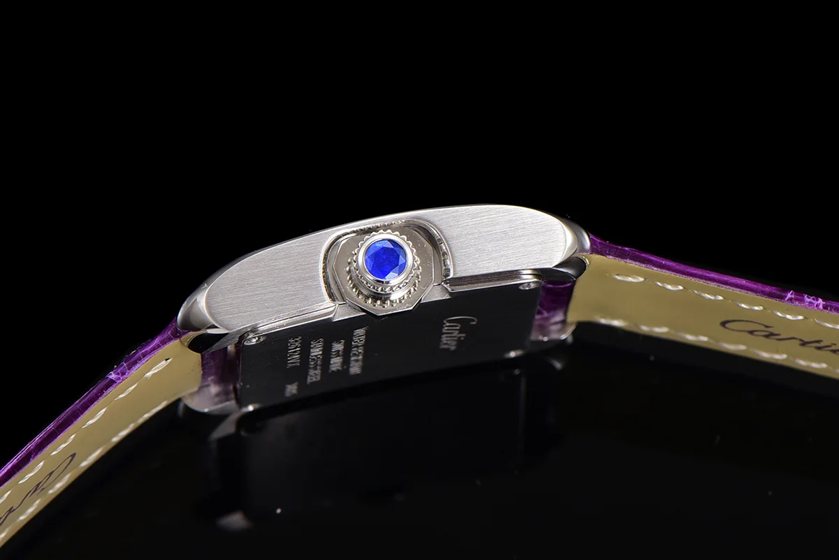 Tank Anglaise 30.2mm White Dial with Diamond Marker in Steel on Leather Strap