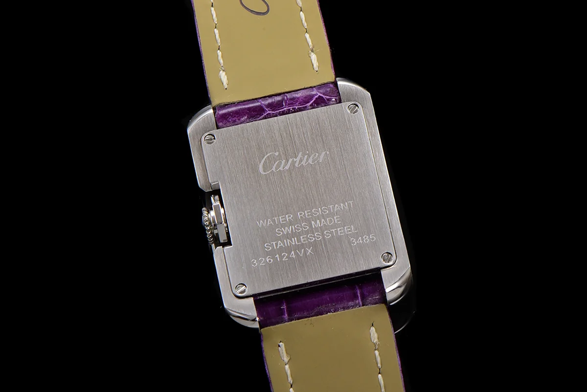 Tank Anglaise 30.2mm White Dial with Diamond Marker in Steel on Leather Strap