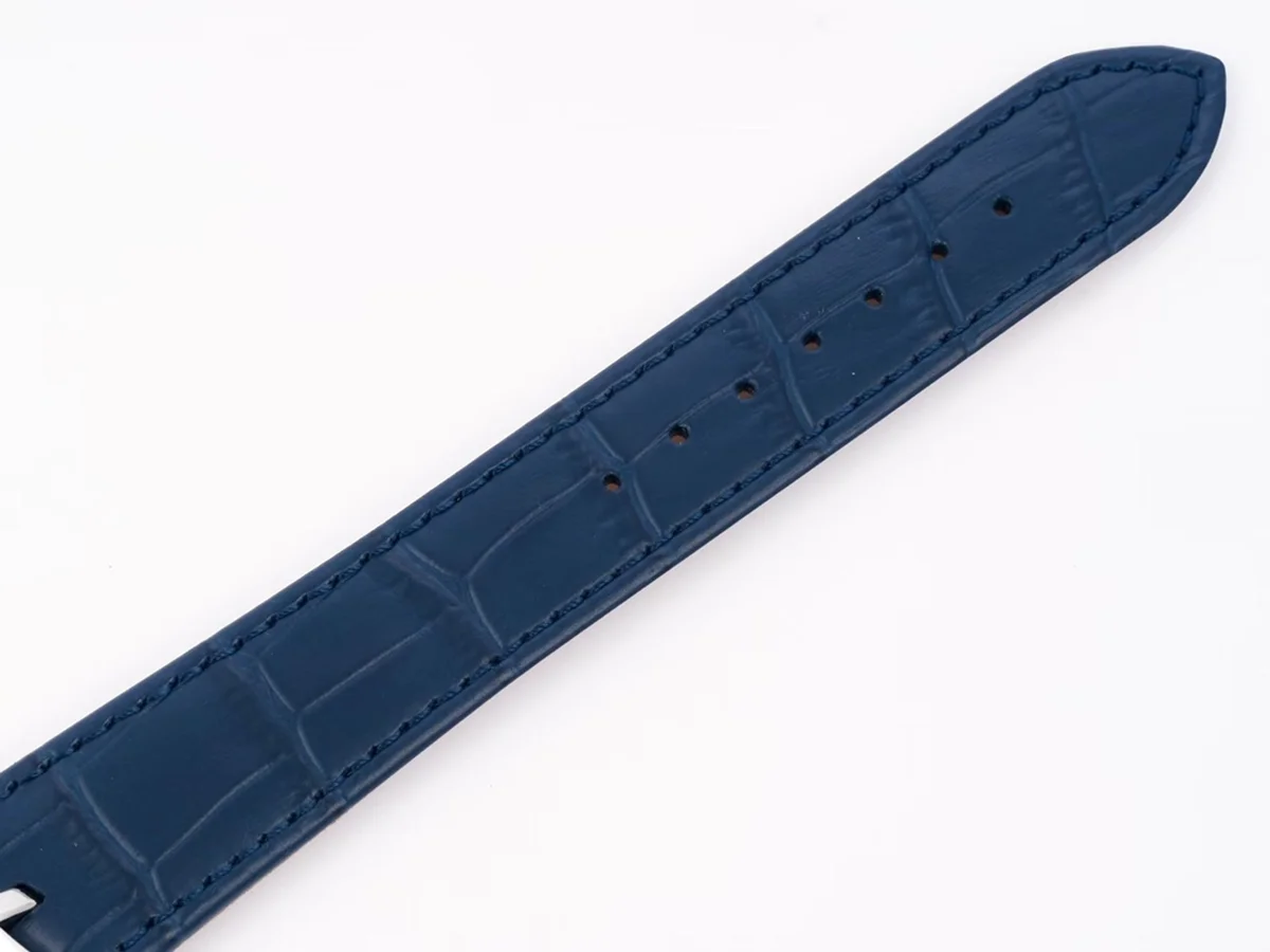 Tank Asymetrique Watch on Steel in Blue Leather Strap