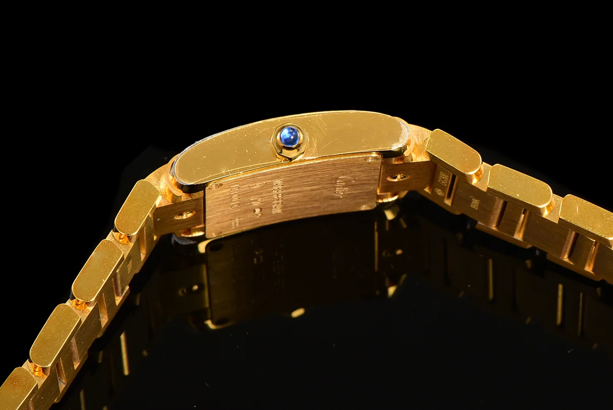 Tank Francaise Watch Small Yellow Gold with Diamond Bezel