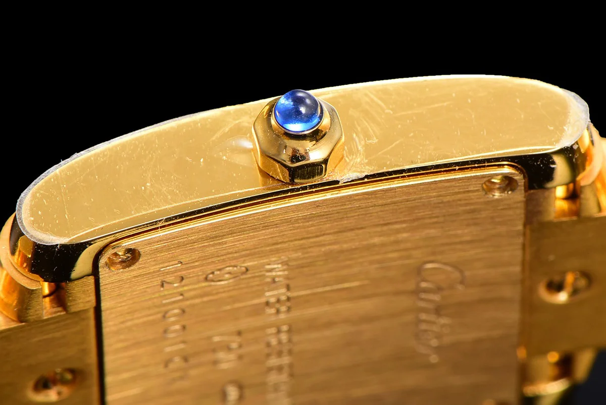 Tank Francaise Watch Small Yellow Gold with Diamond Bezel