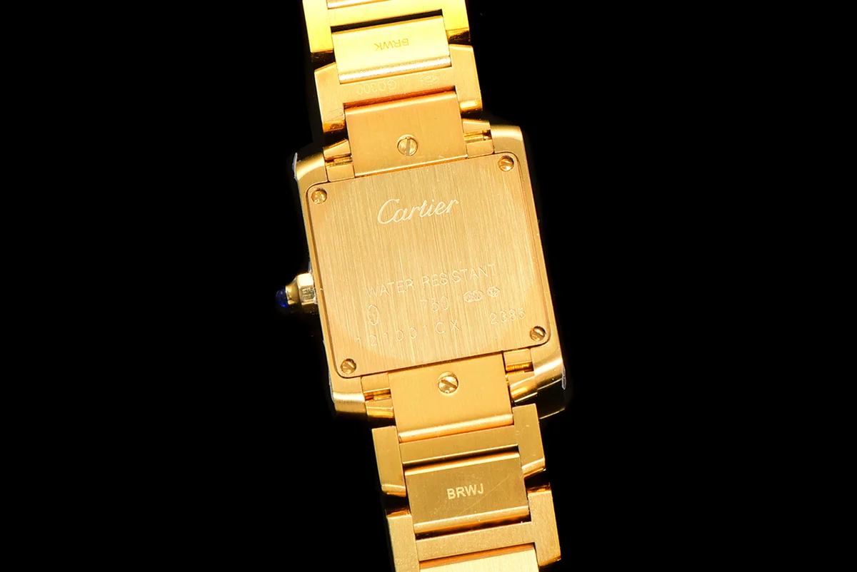 Tank Francaise Watch Small Yellow Gold with Diamond Bezel
