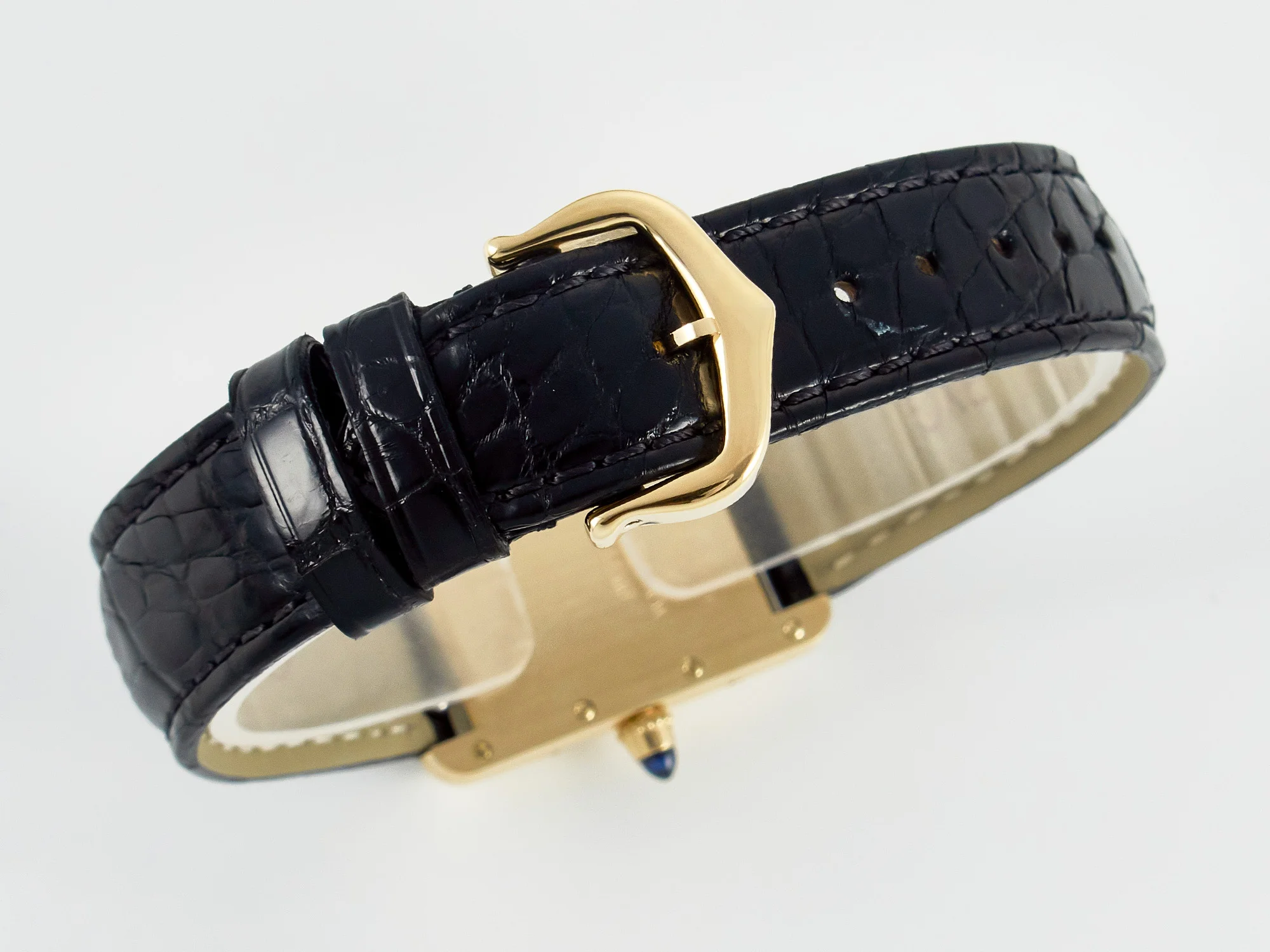 Tank Louis Cartier Small YG 29mm DRF 1:1 Best Edition Black Dial on Black Leather Strap Swiss Quartz