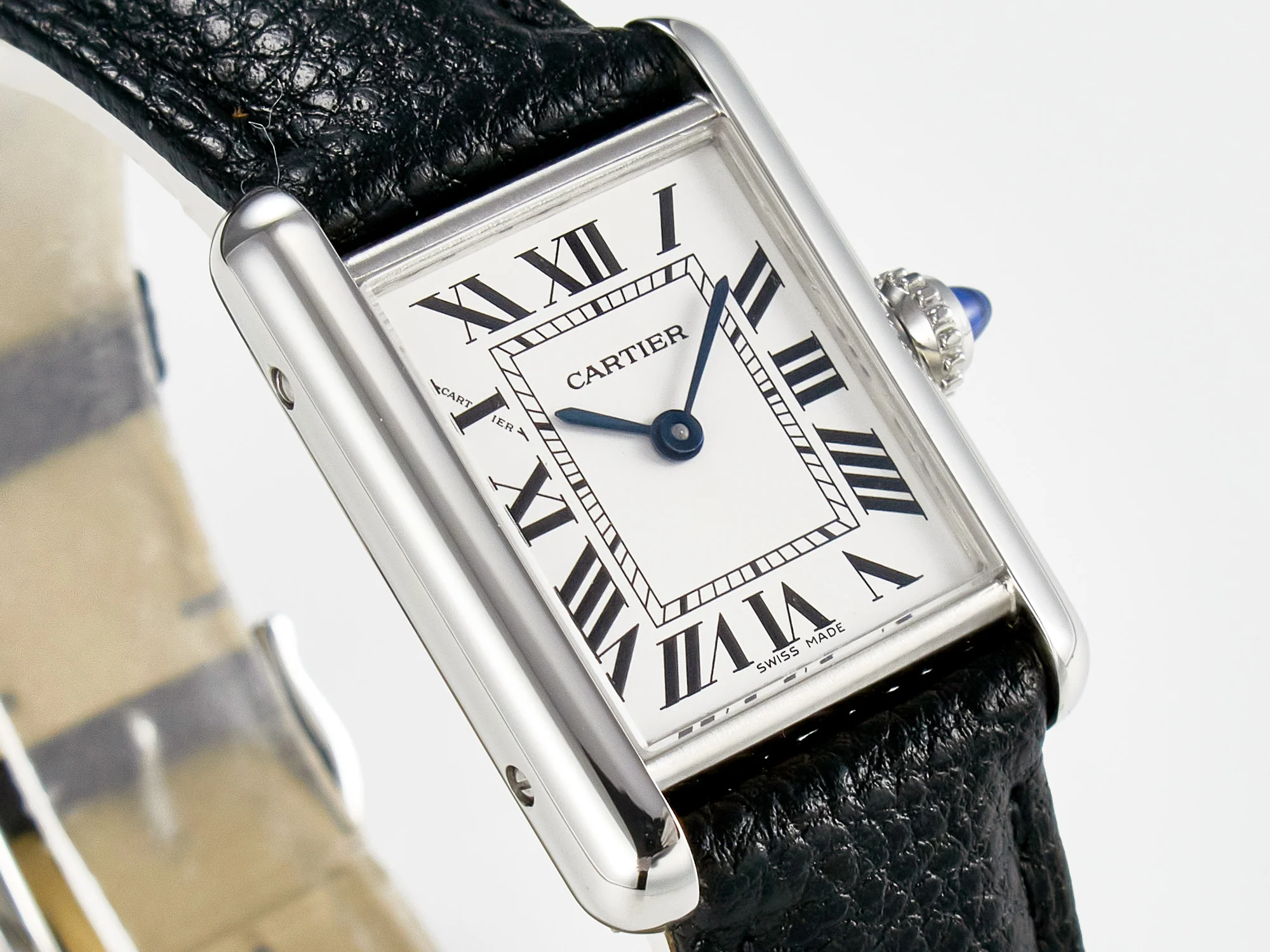 Tank Must Small SS 29mm DRF 1:1 Best Edition White Dial on Black Leather Strap Swiss Quartz
