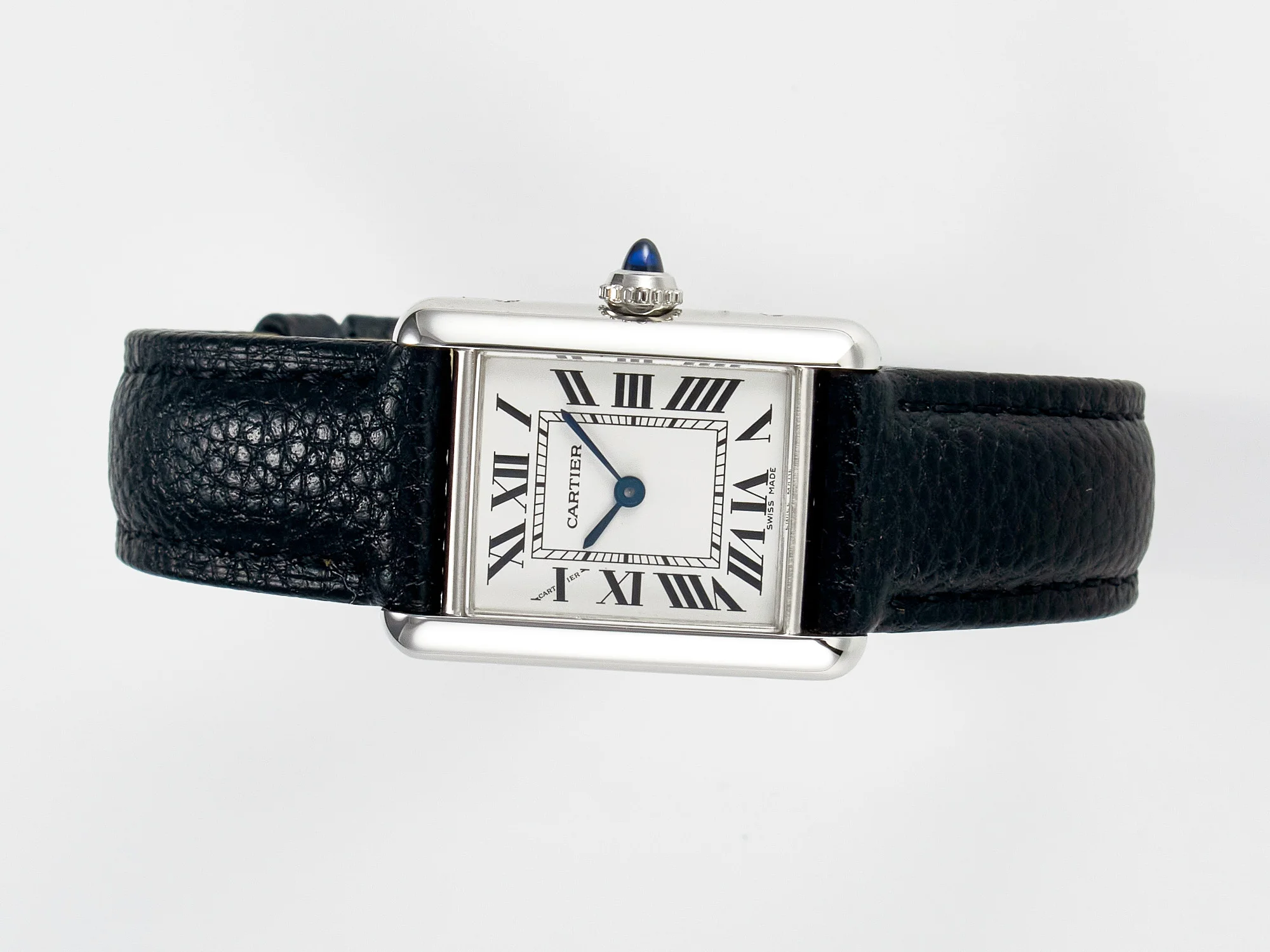 Tank Must Small SS 29mm DRF 1:1 Best Edition White Dial on Black Leather Strap Swiss Quartz