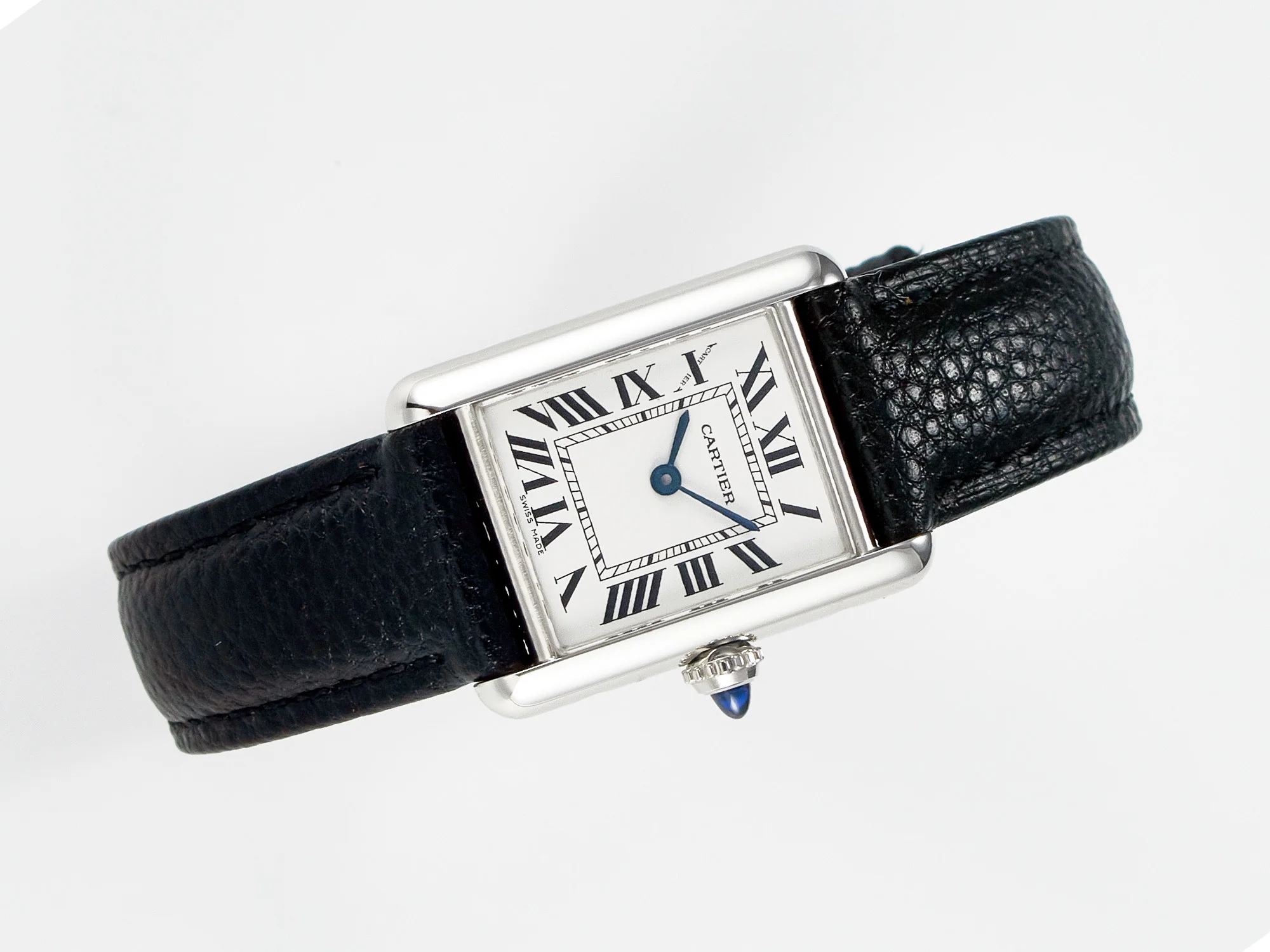 Tank Must Small SS 29mm DRF 1:1 Best Edition White Dial on Black Leather Strap Swiss Quartz