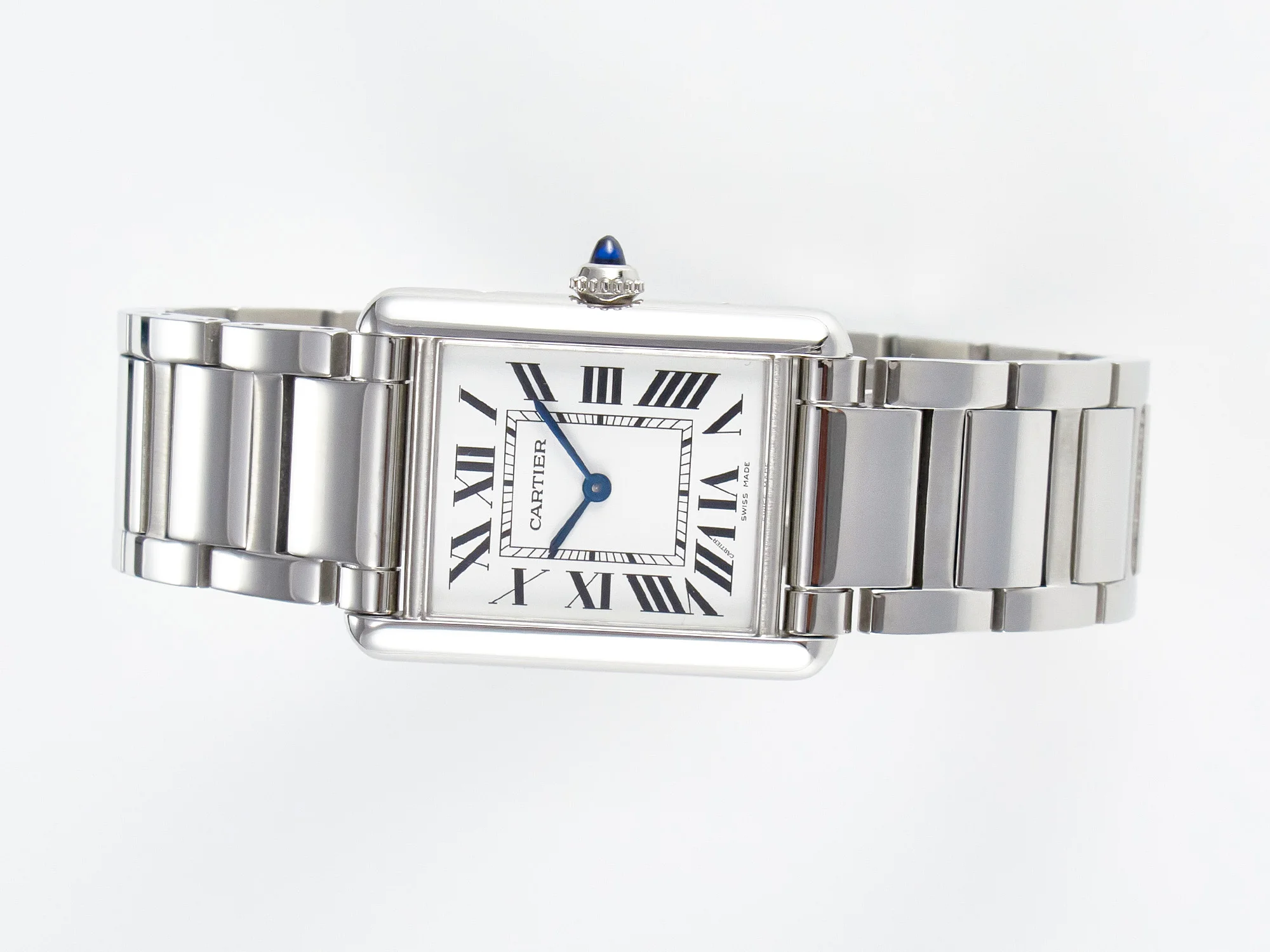 Tank Must SS 33.7mm DRF 1:1 Best Edition White Dial on SS Bracelet Jap Quartz