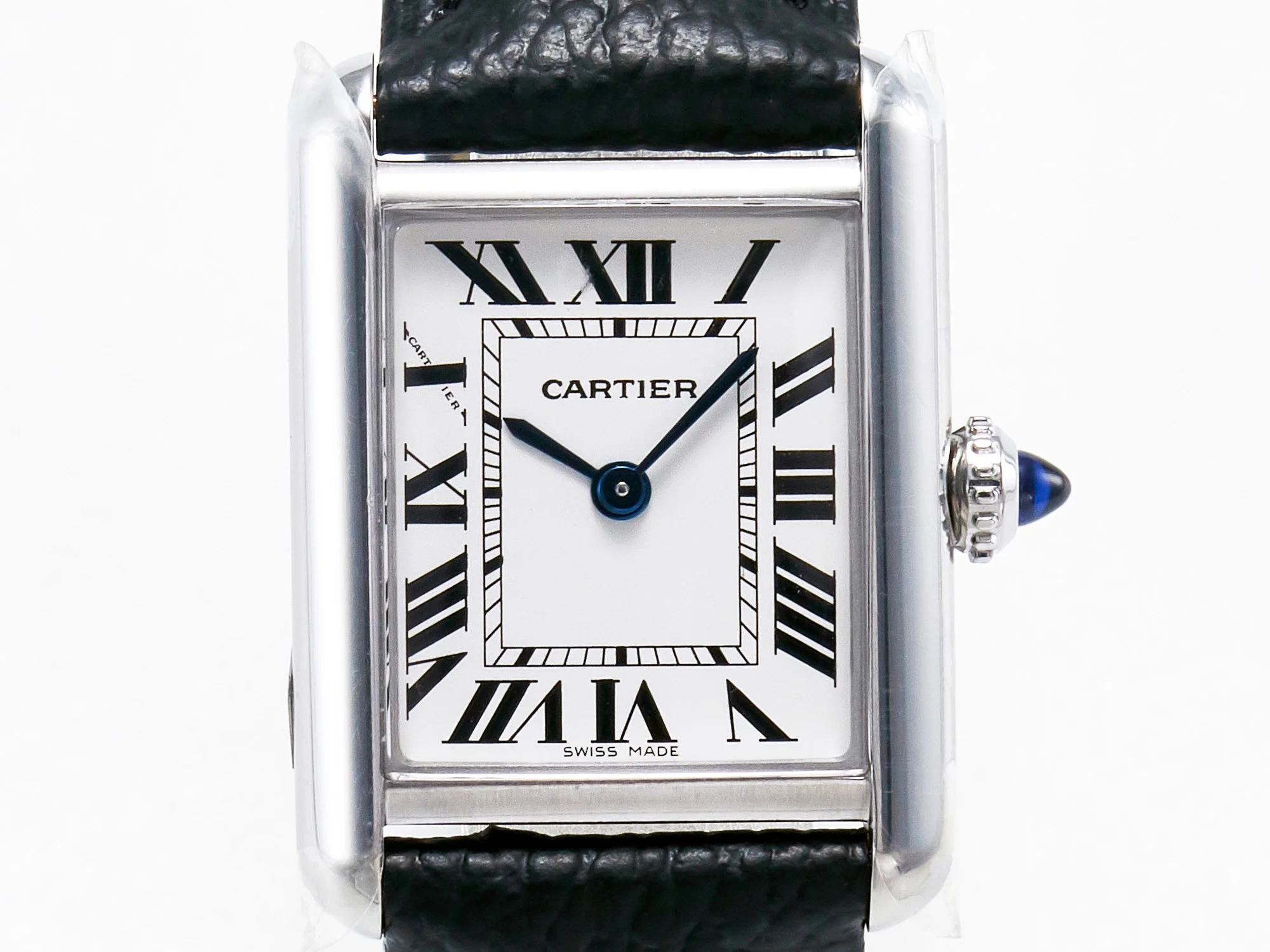 Tank Solo Ladies 28mm SS AF 1:1 Best Edition White Dial on Black Leather Strap Ronda Quartz