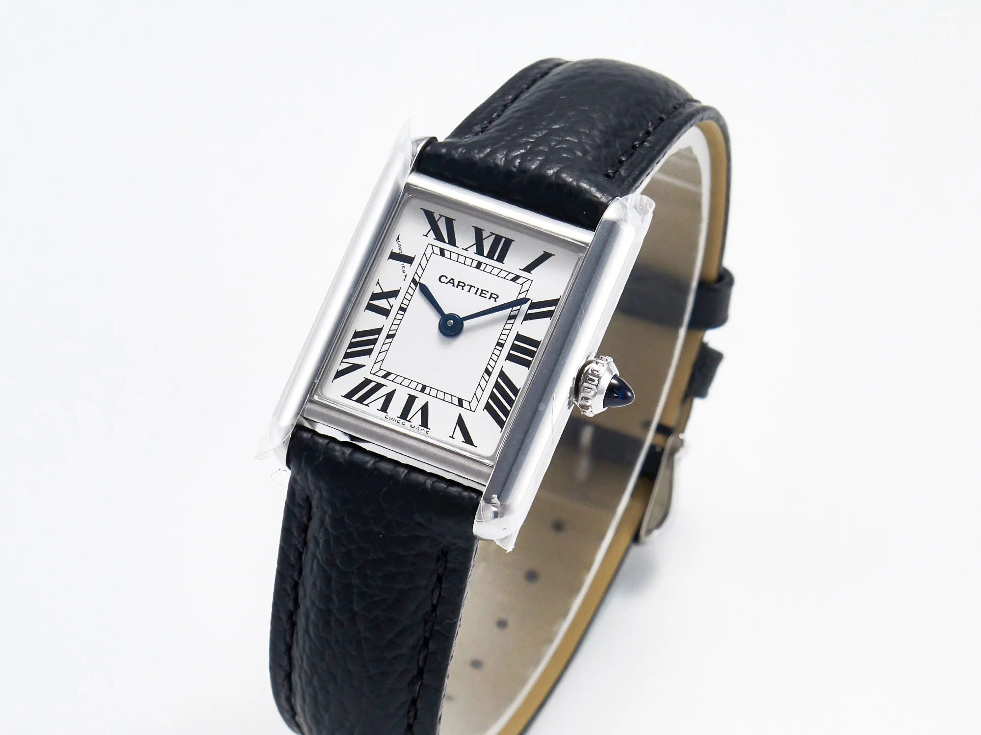 Tank Solo Ladies 28mm SS AF 1:1 Best Edition White Dial on Black Leather Strap Ronda Quartz