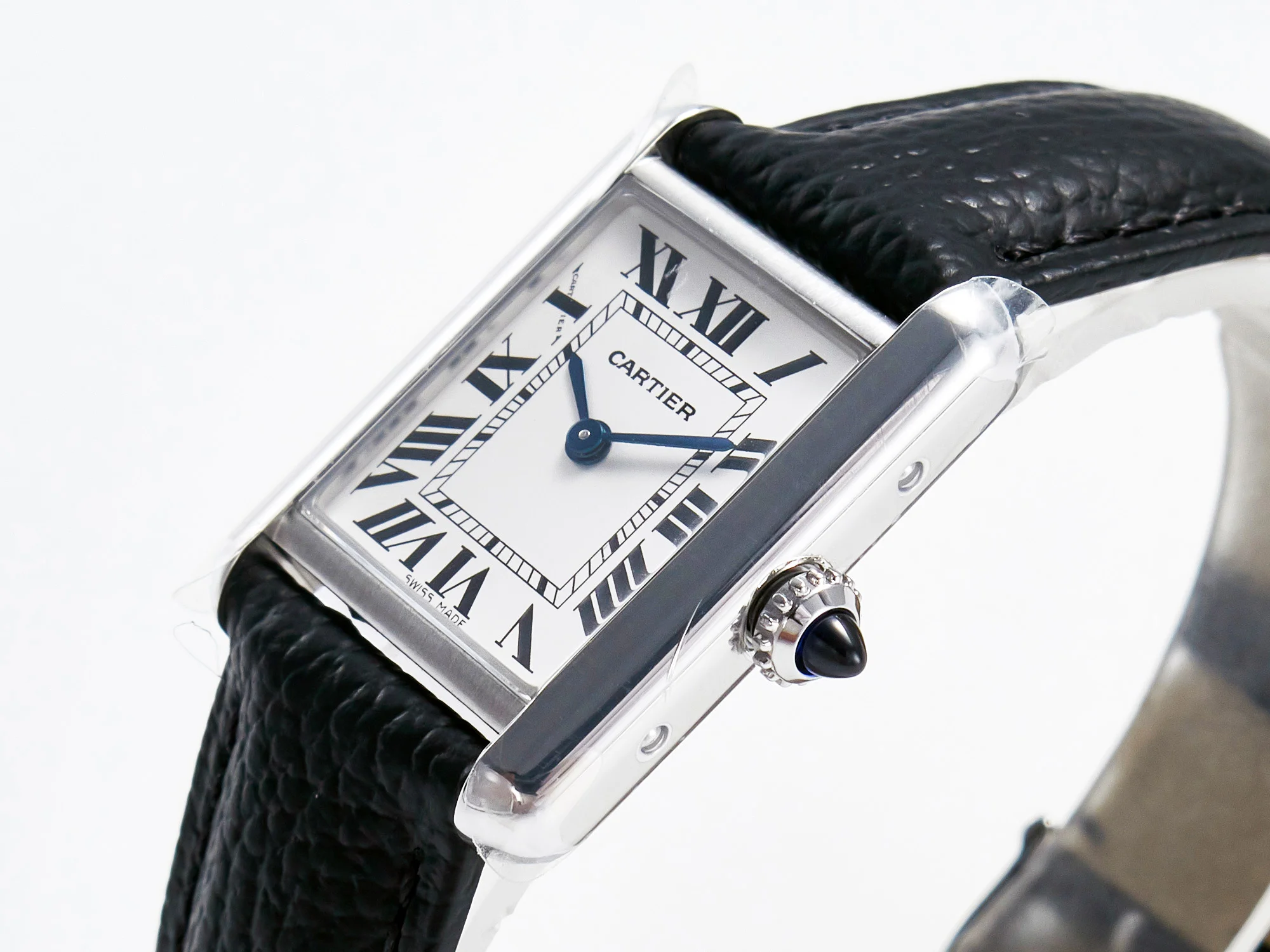 Tank Solo Ladies 28mm SS AF 1:1 Best Edition White Dial on Black Leather Strap Ronda Quartz