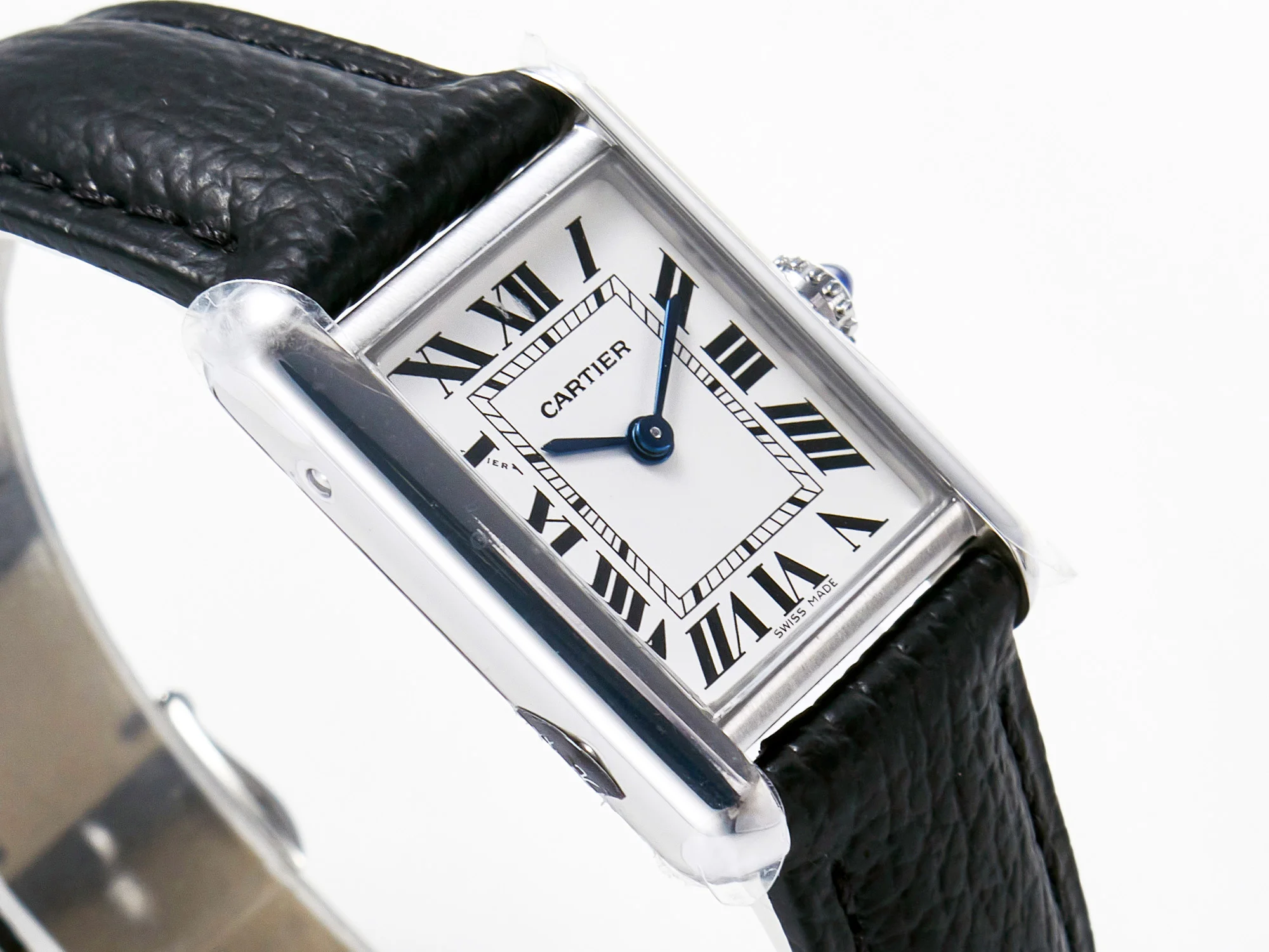 Tank Solo Ladies 28mm SS AF 1:1 Best Edition White Dial on Black Leather Strap Ronda Quartz
