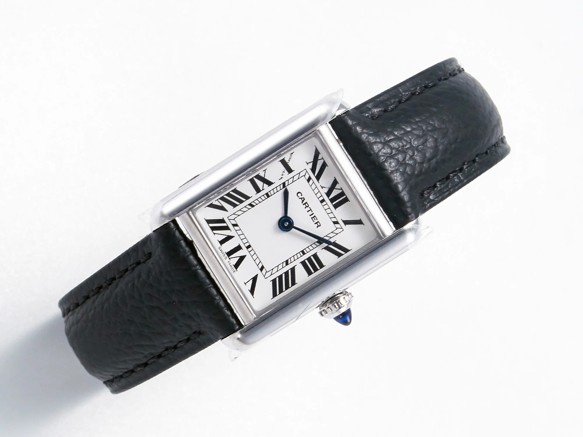 Tank Solo Ladies 28mm SS AF 1:1 Best Edition White Dial on Black Leather Strap Ronda Quartz