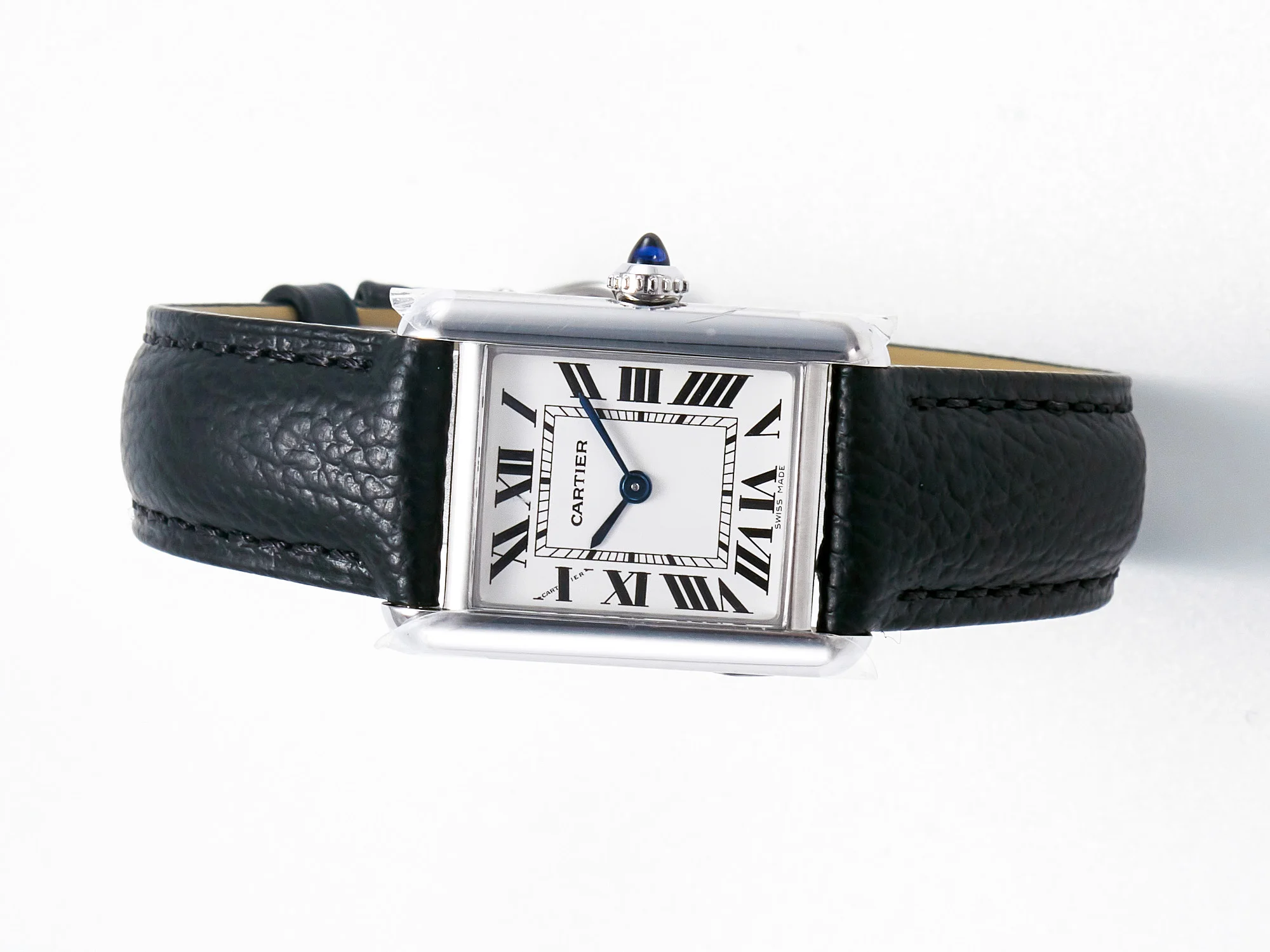 Tank Solo Ladies 28mm SS AF 1:1 Best Edition White Dial on Black Leather Strap Ronda Quartz