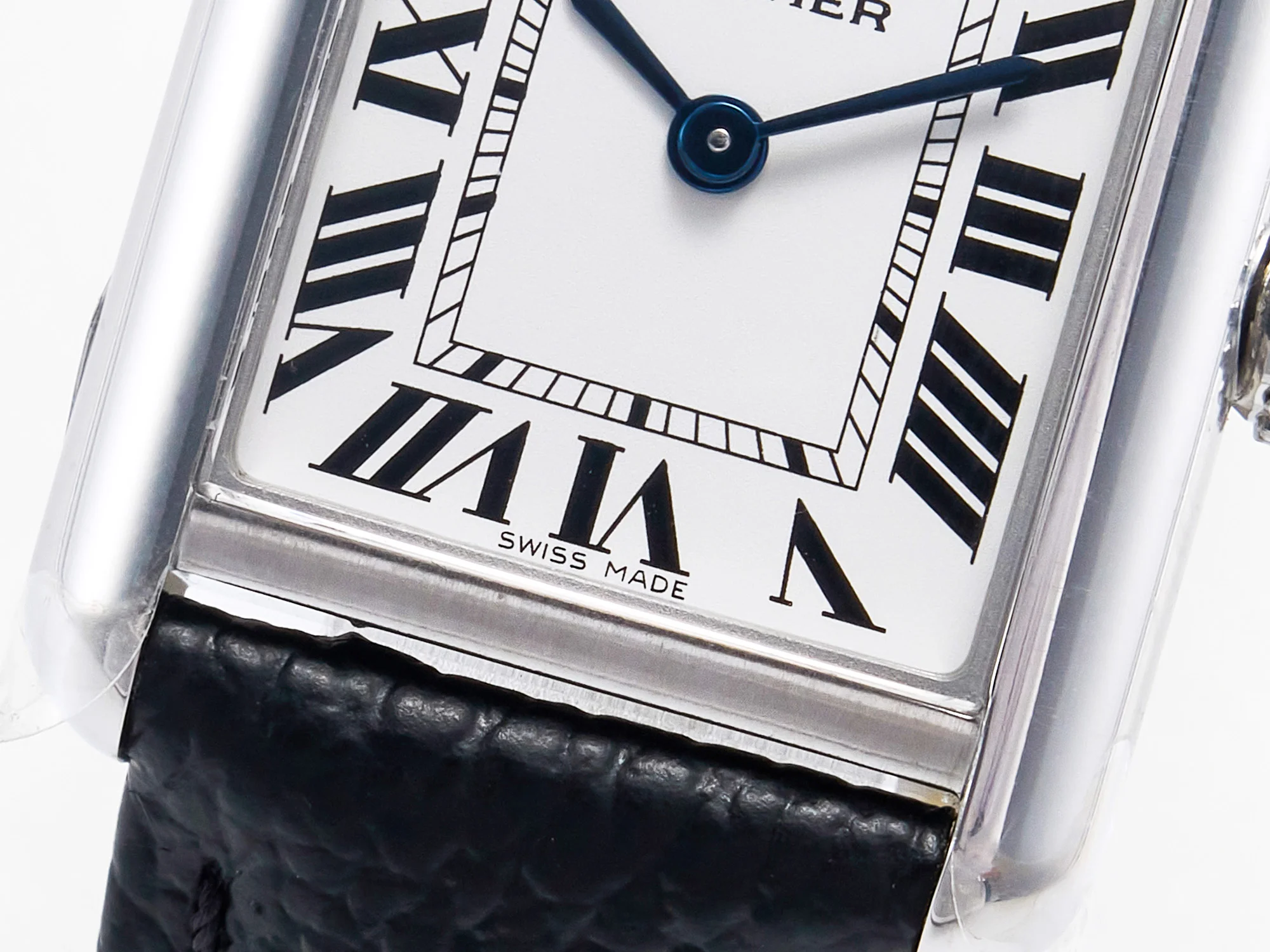Tank Solo Ladies 28mm SS AF 1:1 Best Edition White Dial on Black Leather Strap Ronda Quartz