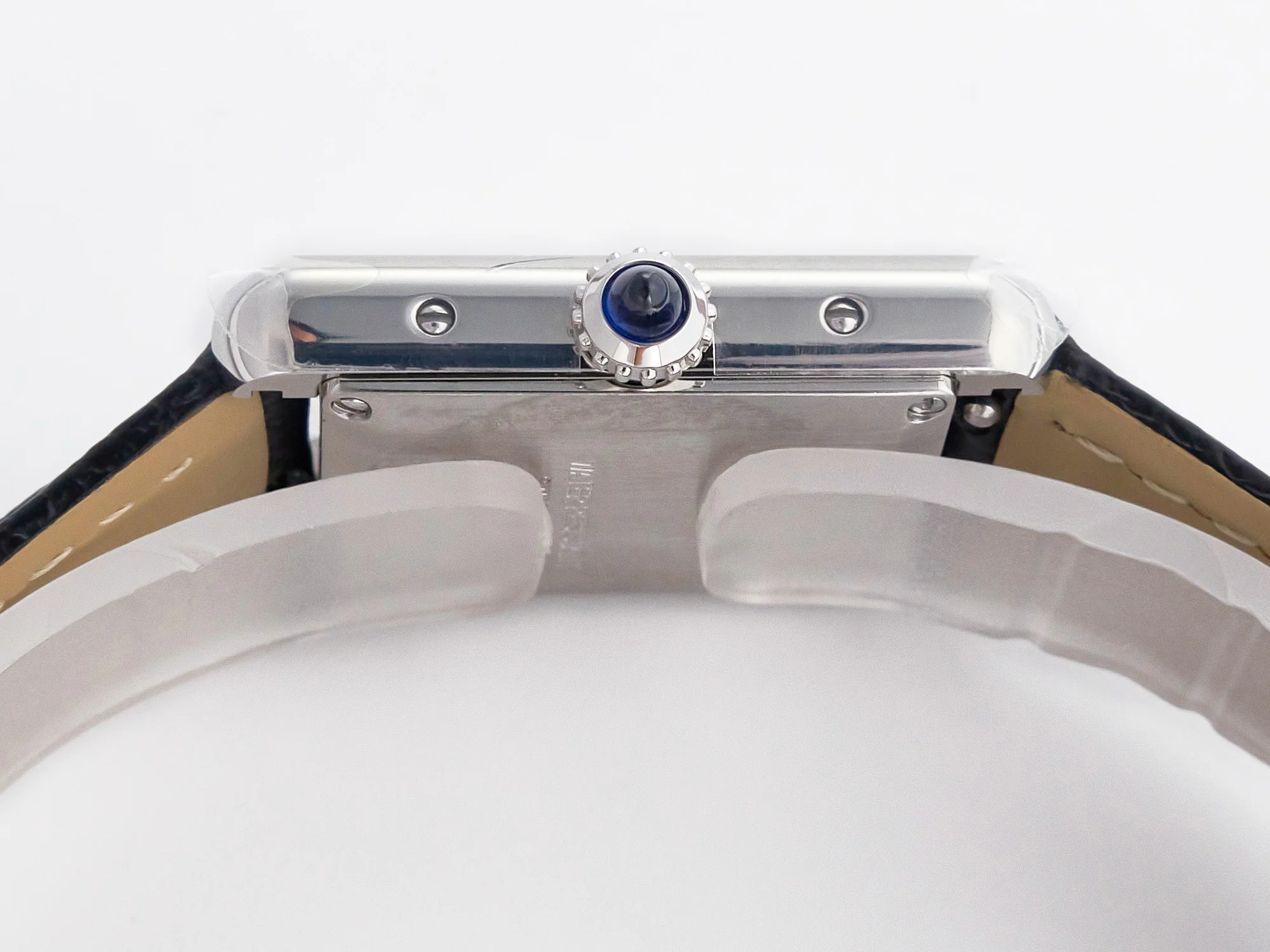 Tank Solo Ladies 28mm SS AF 1:1 Best Edition White Dial on Black Leather Strap Ronda Quartz
