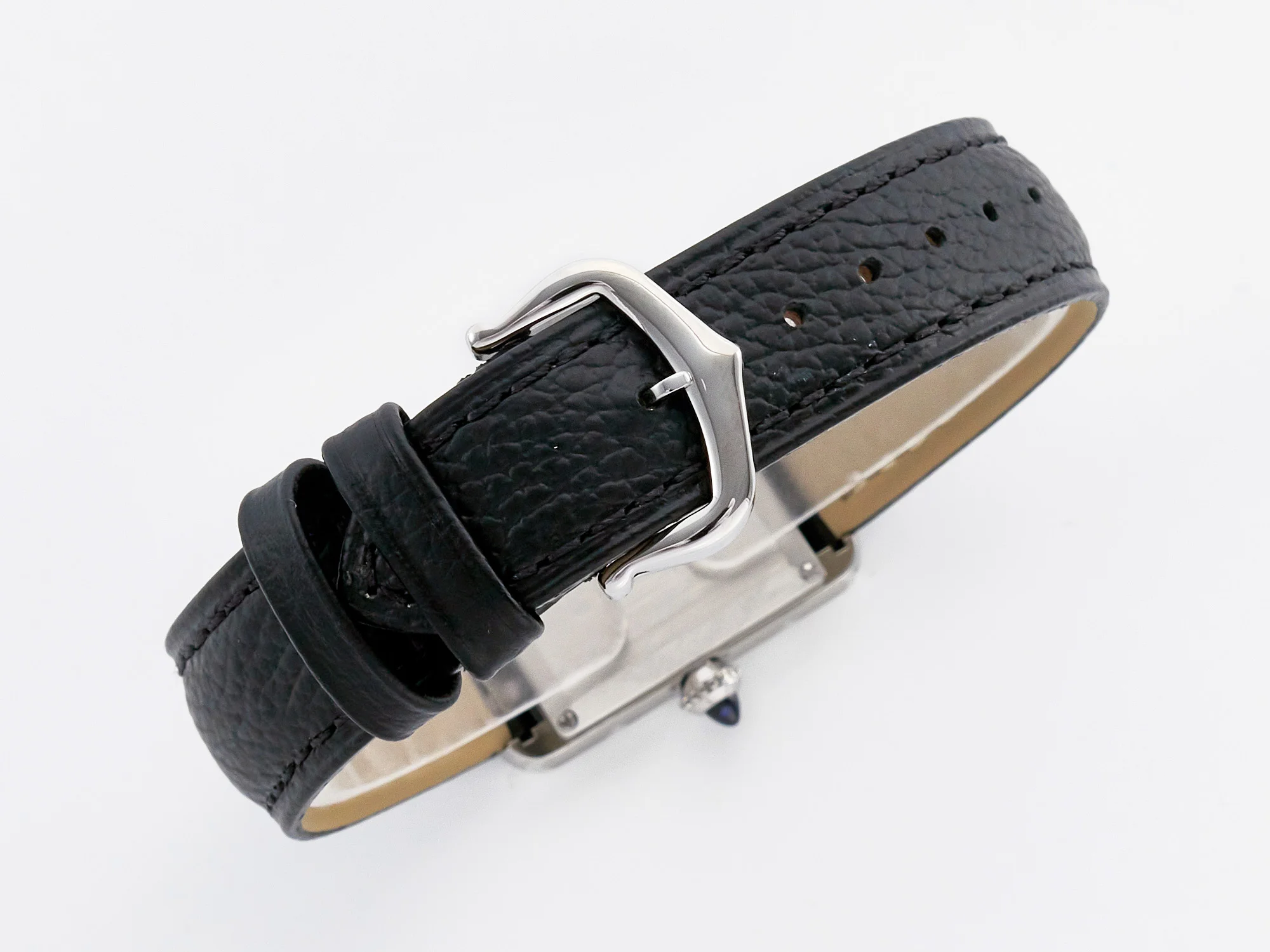 Tank Solo Ladies 28mm SS AF 1:1 Best Edition White Dial on Black Leather Strap Ronda Quartz
