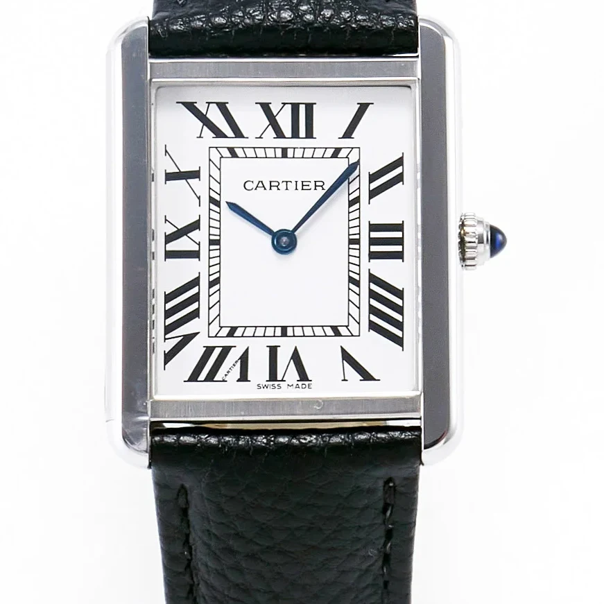 Tank Solo Ladies 33.7mm SS AF 1:1 Best Edition White Dial on Black Leather Strap Ronda Quartz